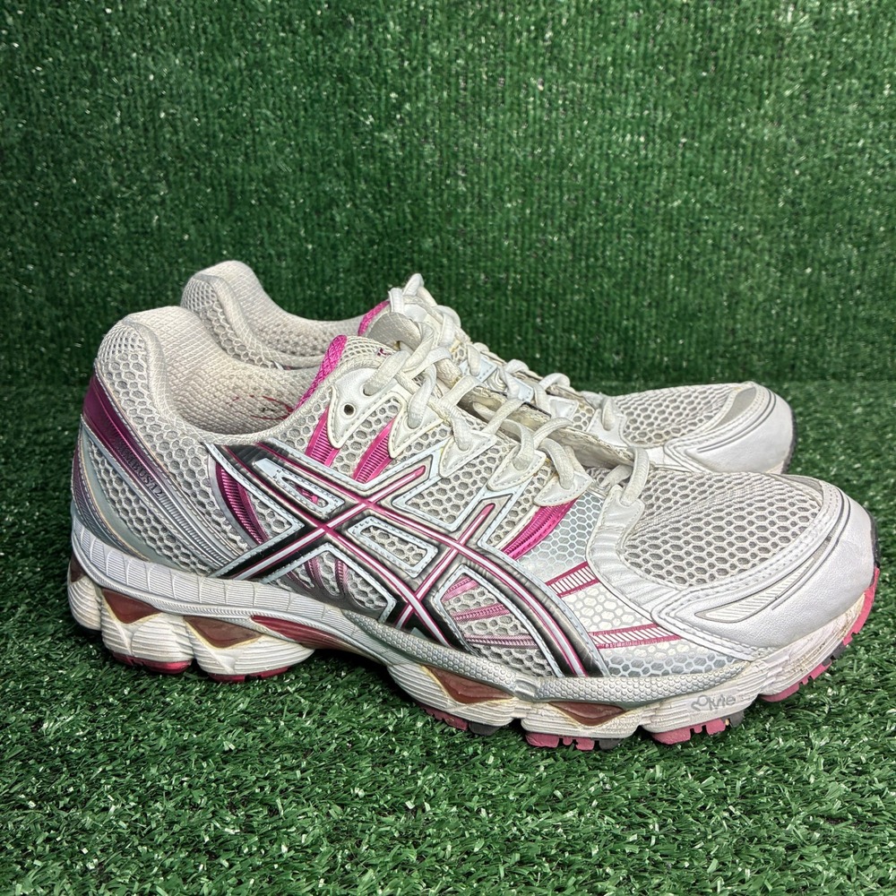 ASICS Gel-Nimbus 12 T095N Mesh Breathable Running Shoes White Pink Womens Sz 11